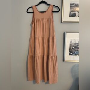 Everlane Light Salmon Pink Beige Tiered Midi Sundress